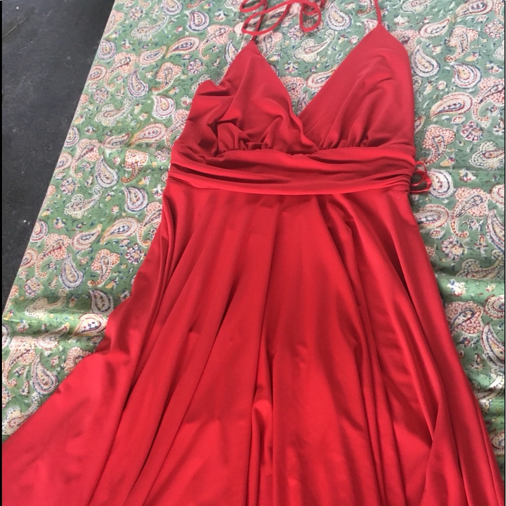 Red Lapis halter dress, size M.